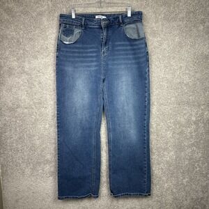 HDLTE Baggy Wide Leg Women's Blue Jeans Medium Wash Size XL‎